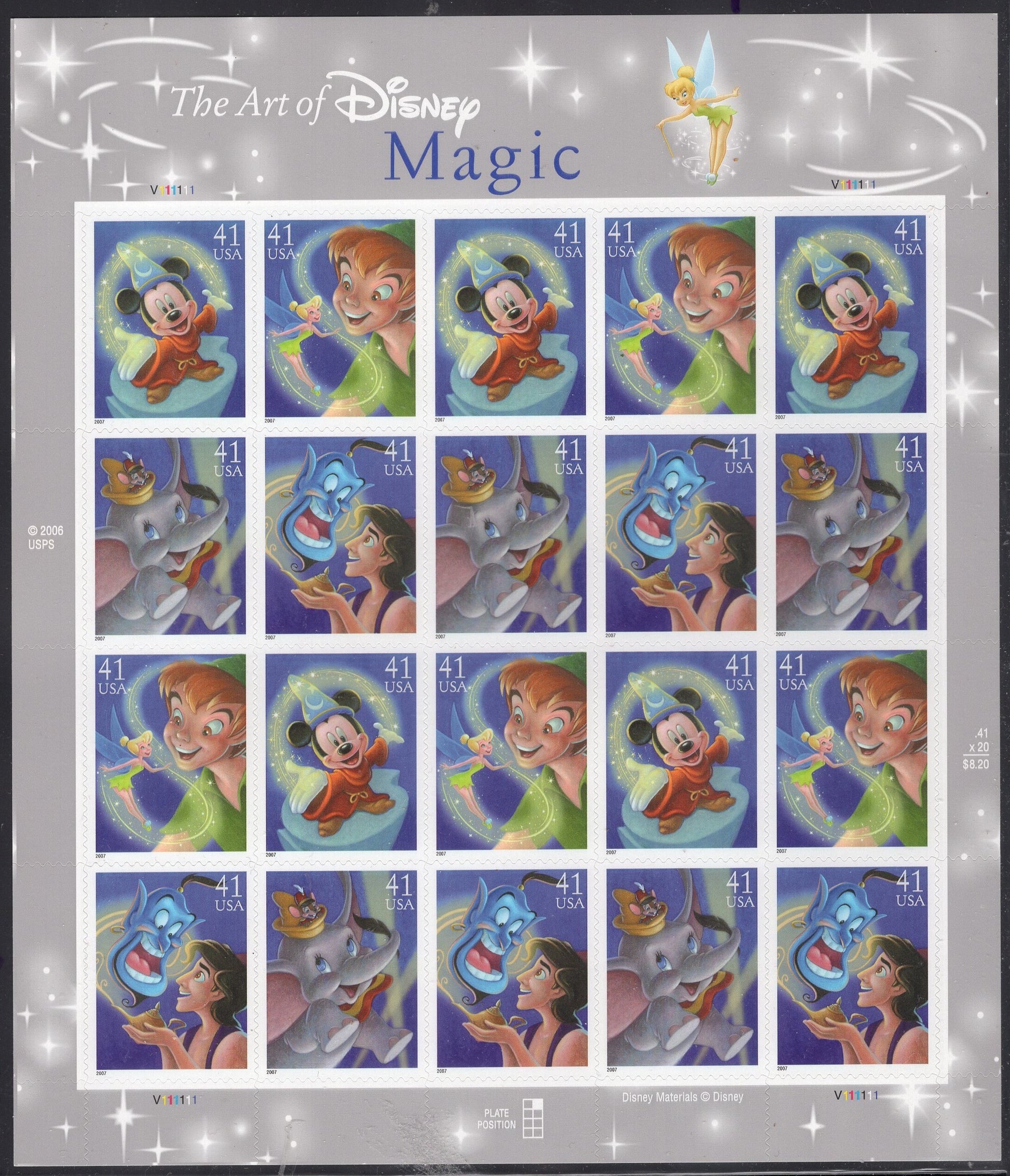 DISNEY COMPLETE COLLECTION of 5 Sheets of 20 Friendship Romance Magic Celebration Image Fresh Bright USa - Vintage 2004-2008 