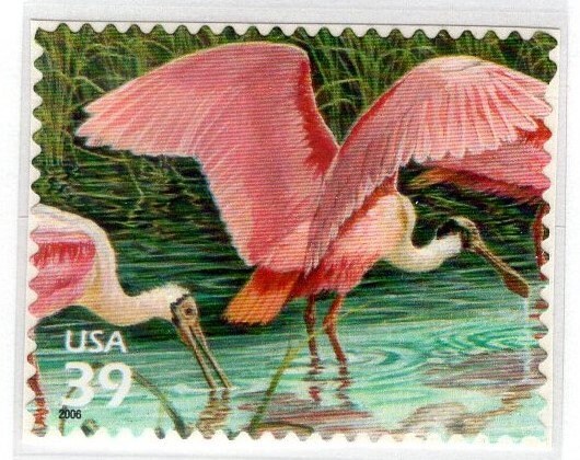 4 ROSEATE SPOONBILL Pink - Great for WEDDINGS Invitations -USa 39c Postage Stamps - Tough to Find! - Vintage 2006 Stock# 4099f