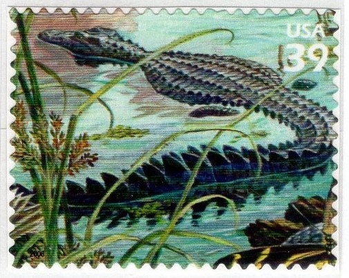 5 AMERICAN ALLIGATOR - Self-Adhesive - Tough to Find USA 39c Postage Stamps ! - Vintage 2006 - Stock# 4099i ping