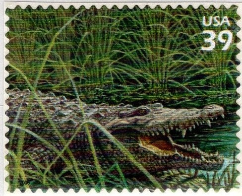 5 AMERICAN CROCODILE - Self-Adhesive - Tough to Find USA 39c Postage Stamps ! - Vintage 2006 - Stock# 4099e ping