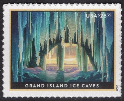 ICE CAVE GRAND Island Express Mail Mint High Value - Fresh Bright USa Stamp - Vintage 2018 - Stock# 5430 = Water