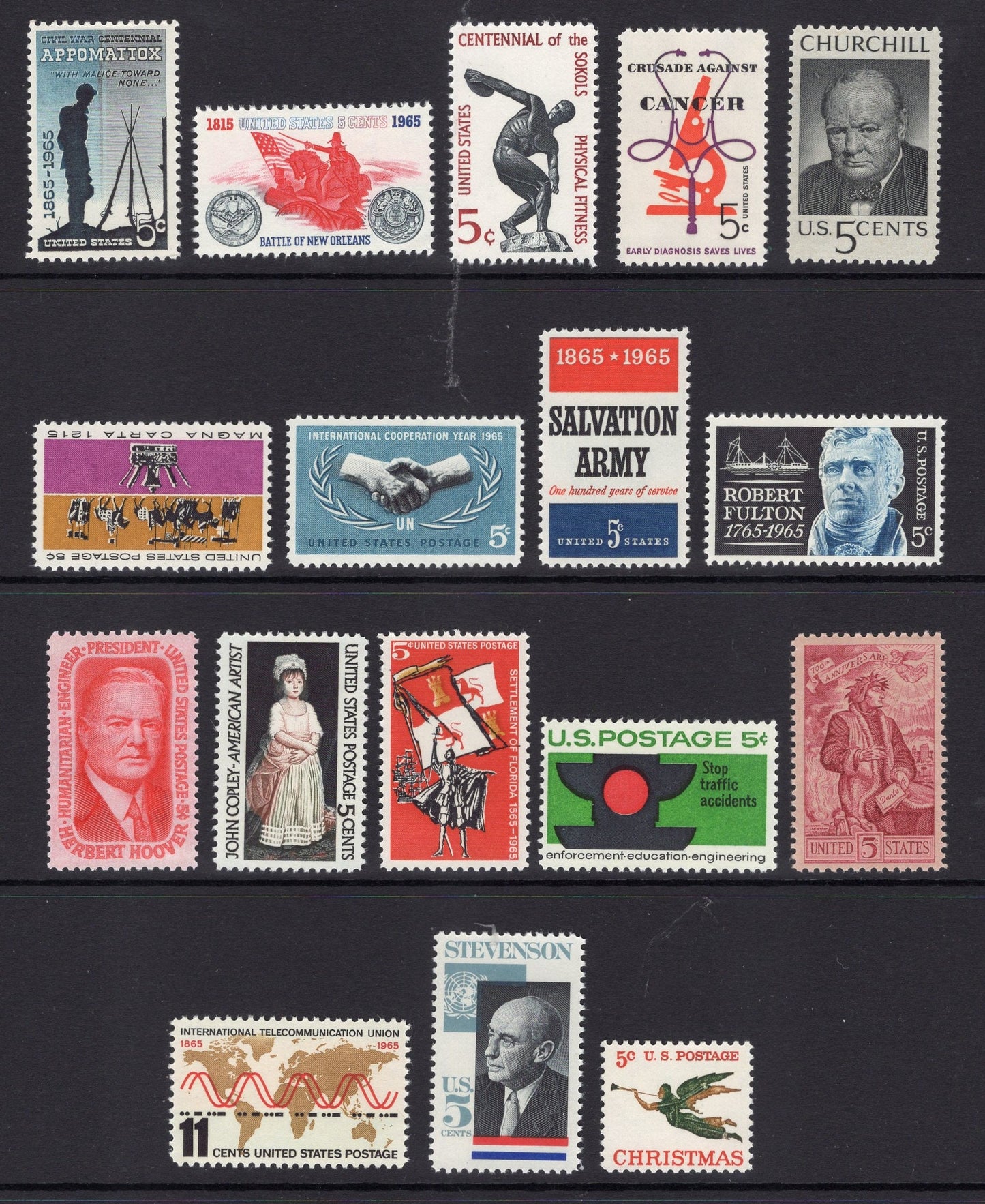 USA 1961-1969 COMMEMORATIVE COLLECTION Complete of 161 Stamps - 9 Scans -Bright Fresh Never Hinged Condition - Vintage 1960's 