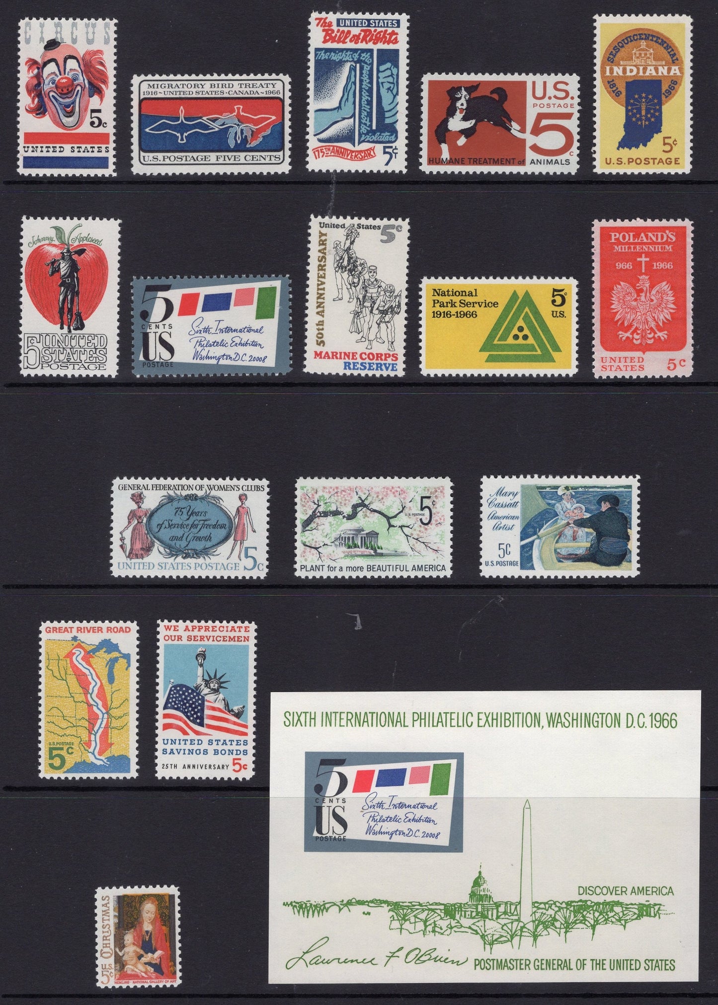 USA 1961-1969 COMMEMORATIVE COLLECTION Complete of 161 Stamps - 9 Scans -Bright Fresh Never Hinged Condition - Vintage 1960's 