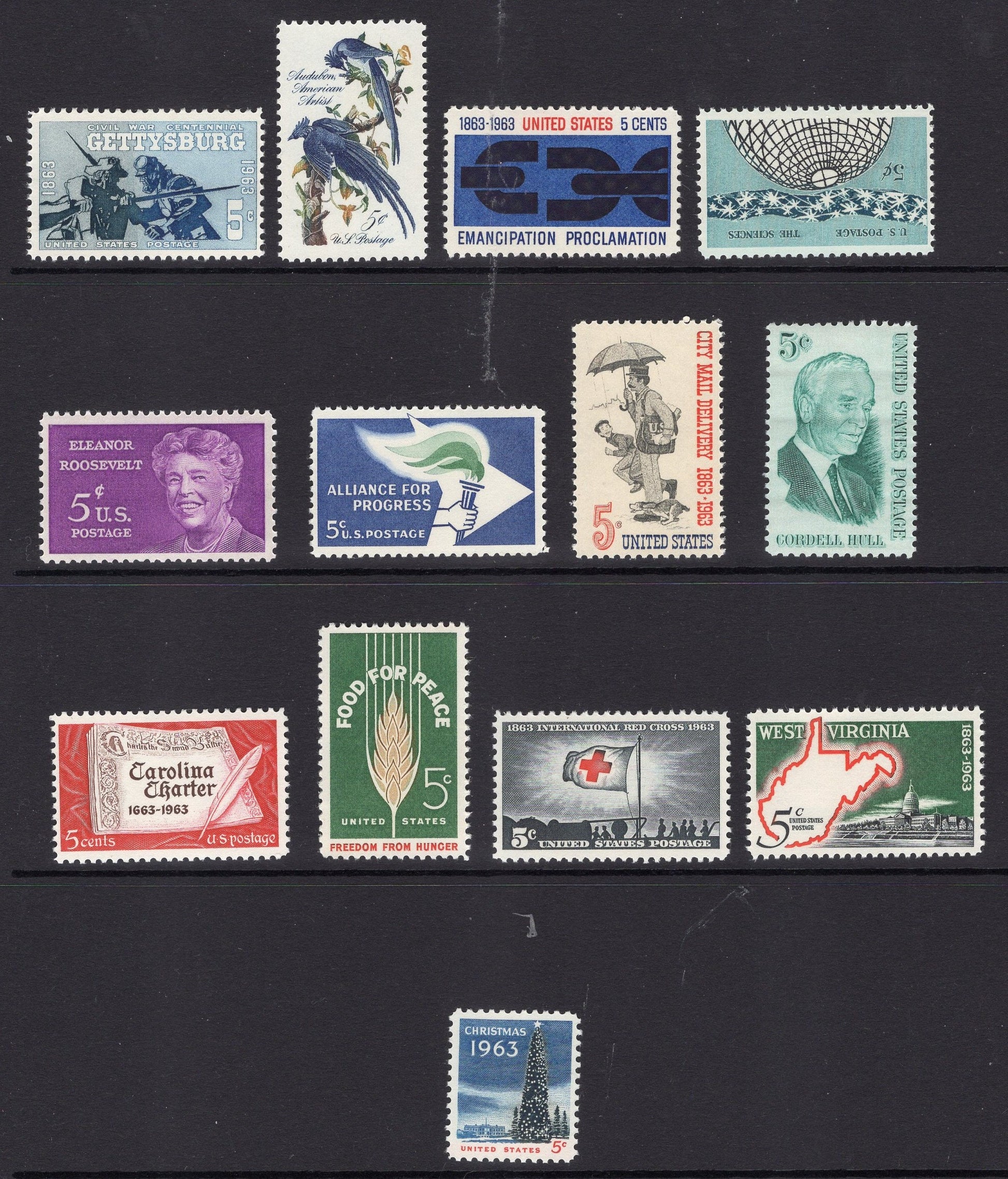 USA 1961-1969 COMMEMORATIVE COLLECTION Complete of 161 Stamps - 9 Scans -Bright Fresh Never Hinged Condition - Vintage 1960's 