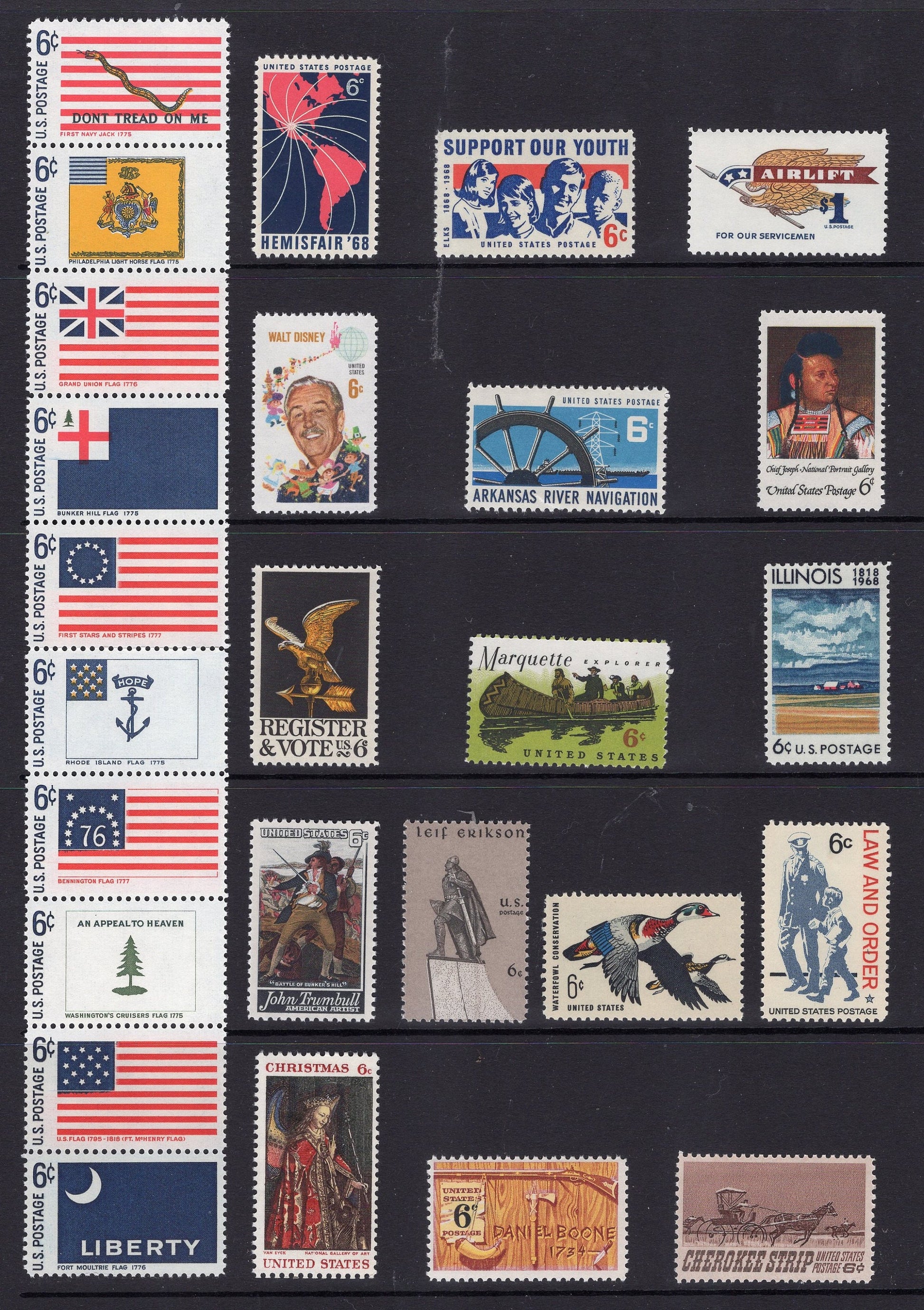 USA 1961-1969 COMMEMORATIVE COLLECTION Complete of 161 Stamps - 9 Scans -Bright Fresh Never Hinged Condition - Vintage 1960's 