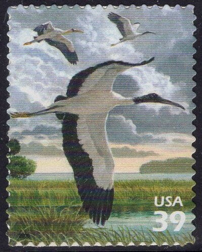 5 WOOD STORK Bird - Tough to Find! USa Self-Adhesive Postage Stamp - Mycteria americana - Vintage 2006 - Stock# 4099b 