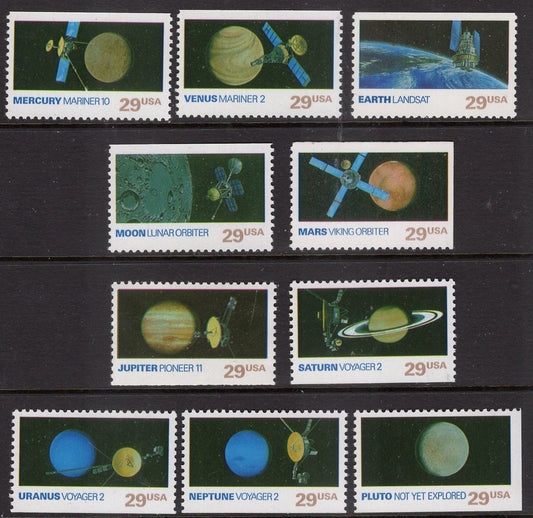 20 SPACE EXPLORATION US Mint Stamps - 10 DIFFERENt Mercury Venus Earth Moon Mars Jupiter Saturn Uranus Neptune - Vintage 1991