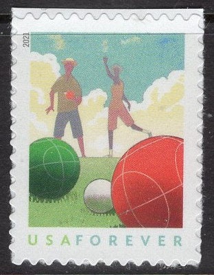 3 BOCCE BALL Permanent First Class Rate Game Scene Bright Fresh Stamps - Larger Quantity Available - Stock 5628 