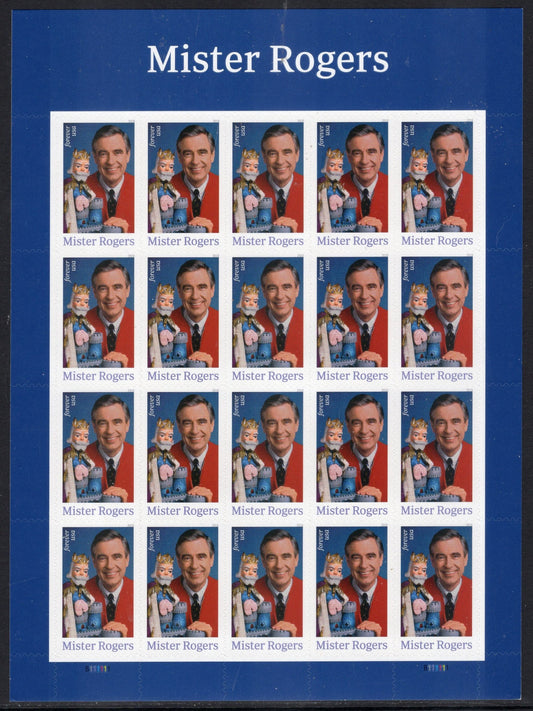 Mr. MISTER ROGERS Sheet of 20 TV Sweater Usa Stamps Bright, Fresh - Vintage 2018 - Stock#5275 ping