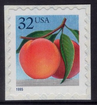 10 PEACHES 32c MINT Postage Stamps (also available with PEARS as pairs) useful for Weddings and more - Vintage 1995 