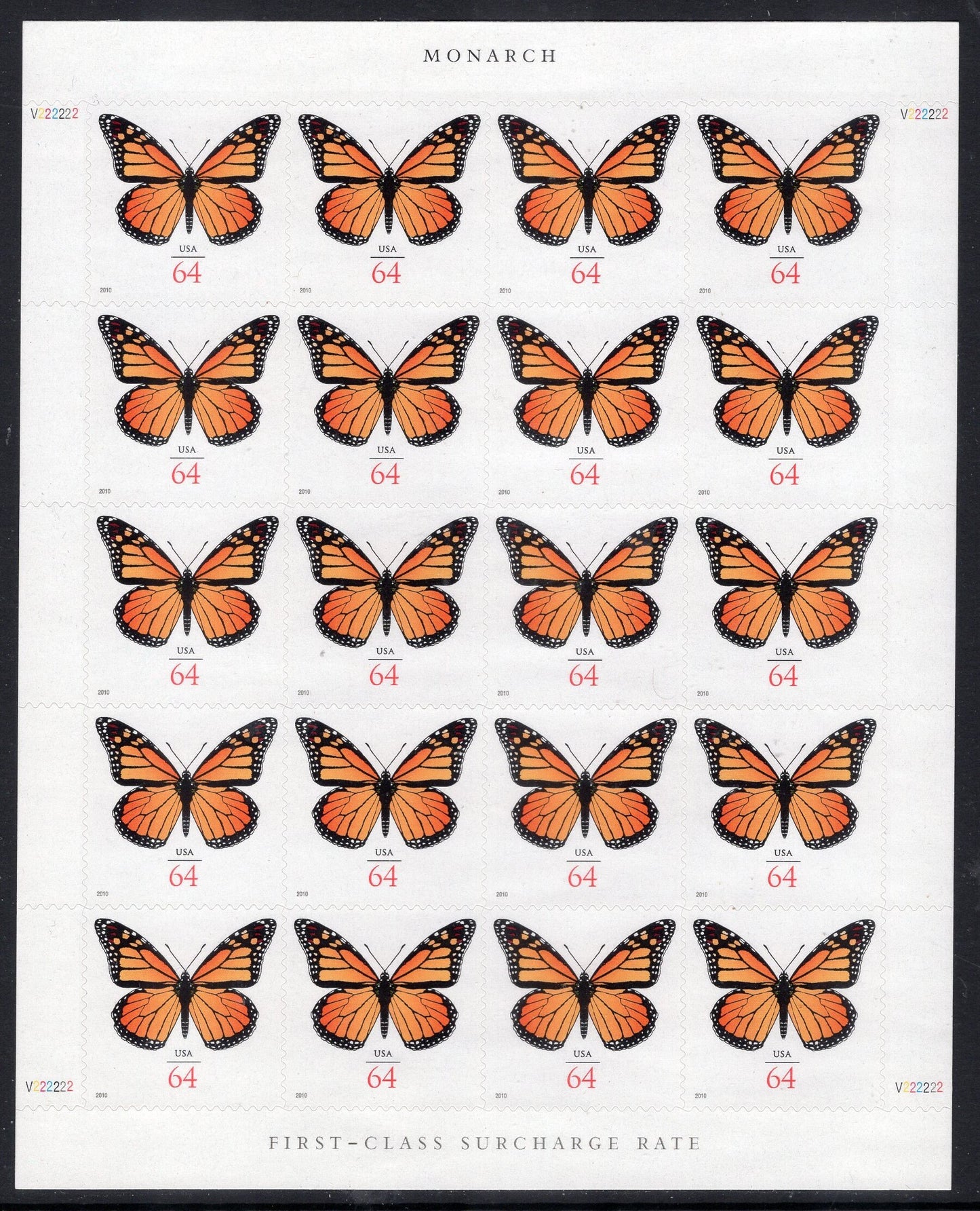 MONARCH BUTTERFLY 64c NATURE Self-adhesive Postage Stamps Invitations Thank You Save-the-Date- Vintage 2010