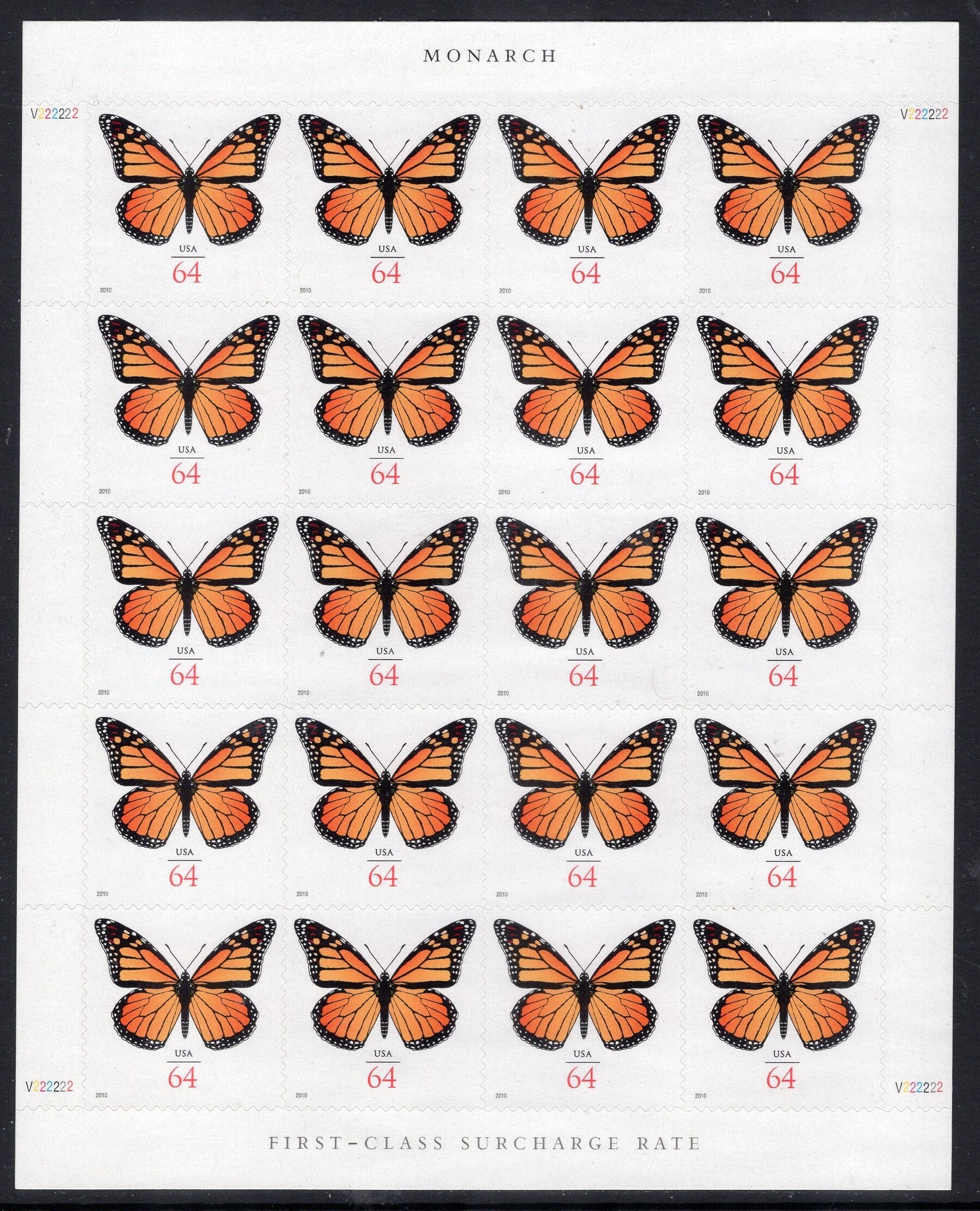 MONARCH BUTTERFLY 64c NATURE Self-adhesive Postage Stamps Invitations Thank You Save-the-Date- Vintage 2010