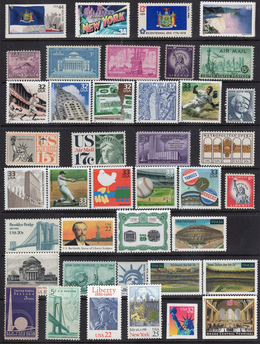 NEW YORK City and State FABULOUS Collection of 40 Unused Fresh Usa Postage Stamps See Entire Scan -Vintage 1933//onwards