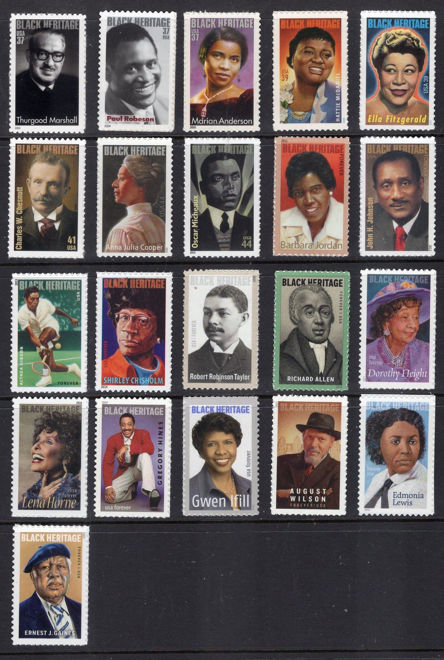 47 BLACK HERITAGE / AMERICANS Stamps Complete Mint Collection from 1978 onwards to Constance Baker Motley of Usa Postage Stamps FreeUSA Ship