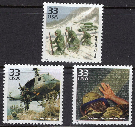 VIETNAM KOREA VETERANS - Viet Nam Memorials-Soldiers-Helicopter: Pick 3 stamps total - any combination is fine totaling 3 