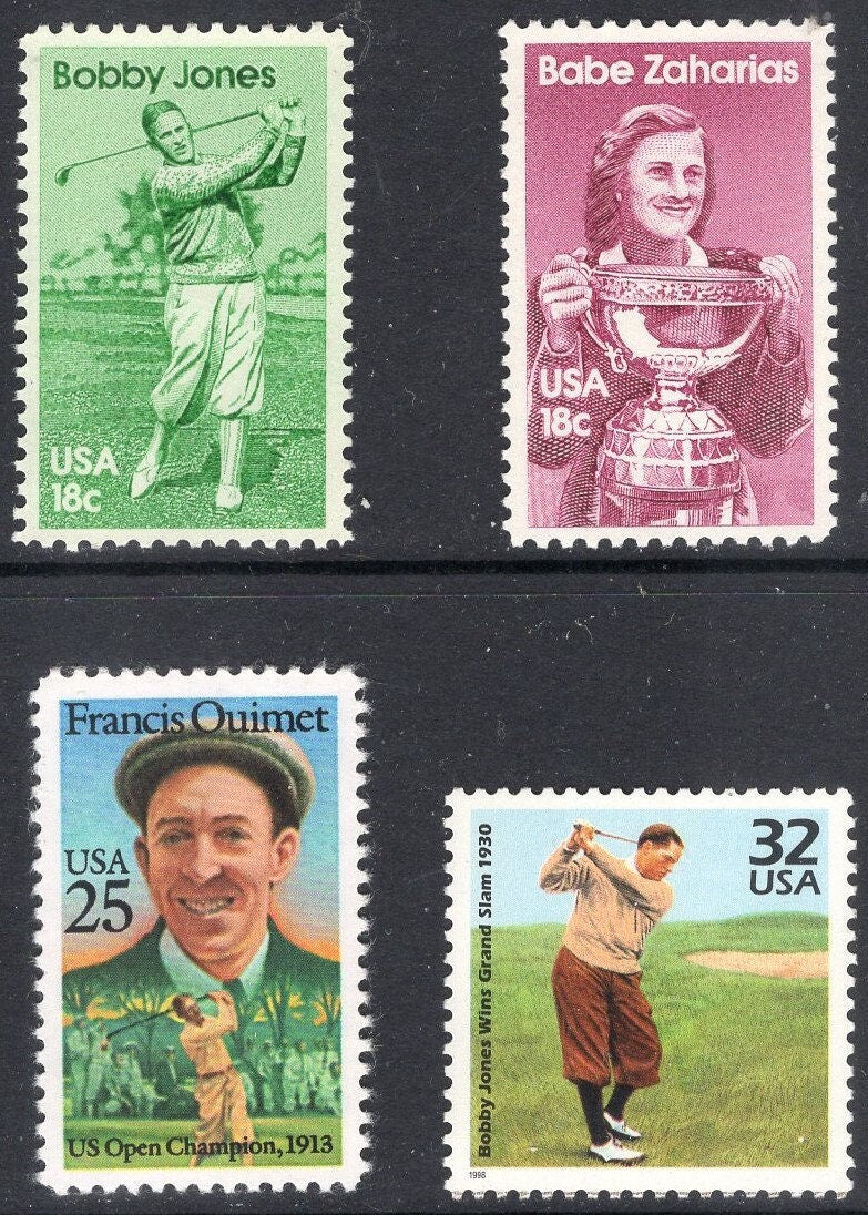 GREAT GOLFERS - All OPEN Winners: Bobby Jones Francis Quimet "Babe" Zaharias Group of 4 Mint USa Stamps Quantity Available - FreeUSA Ship