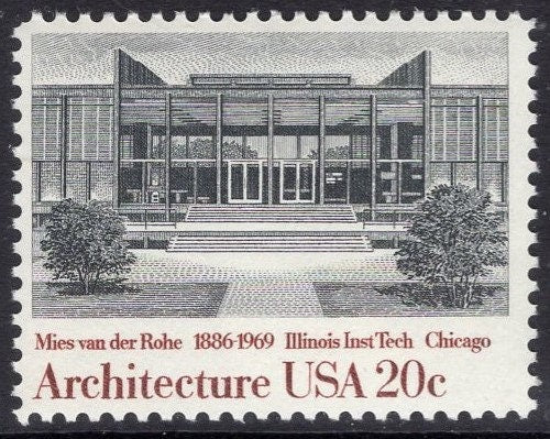 8 (2 Blocks) FALLINGWATER Architecture WRIGHT SAARINEN Gropius van der Rohe Stamps Fresh Bright Postage Stamps - Vintage 1982 - FreeUSA Ship