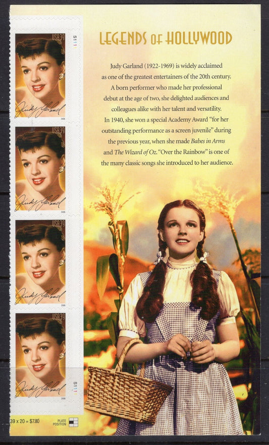 9 GONE With the Wind / Wizard of Oz w/Scarce GARLAND Side Panel- "Somewhere Over the Rainbow" Unused Bright Usa Postage Stamps FreeUSA Ship