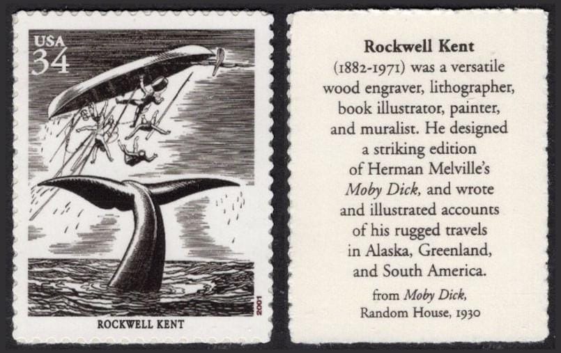 4 Rockwell KENT - MOBY DICK Melville Art Artist -USa Stamps-19 Additional Illustrators available inc Wyeth Whitcomb Vintage 2001-FreeUsaShip