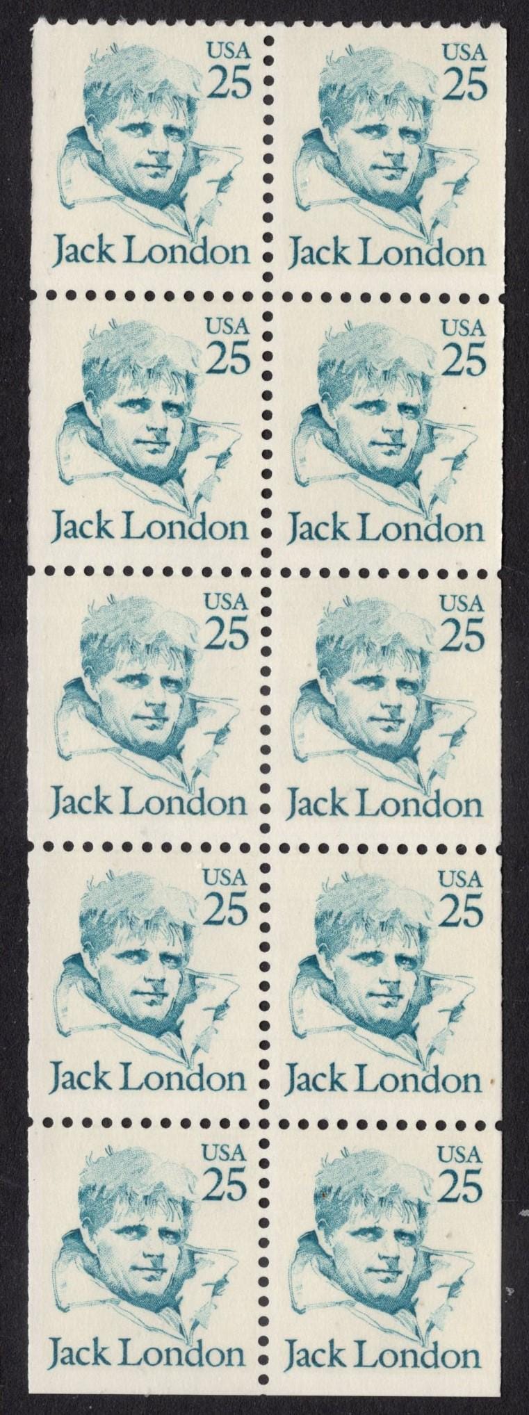 20 JACK LONDON DOGS Huskies - Author - The Call of the Wild - White Fang - Bright, Unused 25c USa Postage Stamps - Vintage 1988-FreeUSa Ship