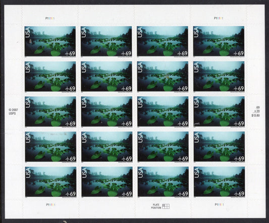 OKEFENIKEE SWAMP FLORIDA Georgia Sheet of 20 Scenic USa Landscapes Stamps - Unused Post Office Fresh - Vintage 1999 ping