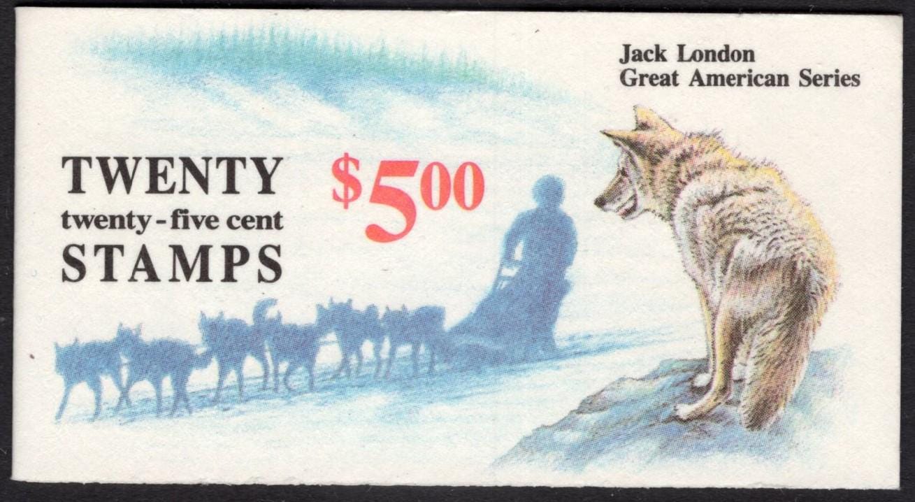 20 JACK LONDON DOGS Huskies - Author - The Call of the Wild - White Fang - Bright, Unused 25c USa Postage Stamps - Vintage 1988-FreeUSa Ship