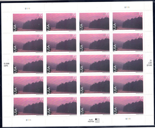 NEW HAMPSHIRE 13 MILE Community Woods Sheet of 20 Stamps - Scenic USa Landscapes -near Umbagog Wildlife Refuge Fresh, Bright-FreeUSA Ship