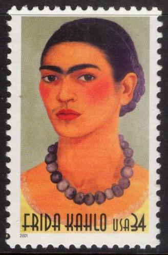 10 FRIDA KAHLO ARTIST Postage Stamps - Self-Portraits Nature Mexican Artifacts Painter Folk Art - Vintage 2001 - FreeUSA Shipping