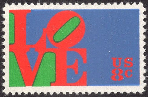 12 ROBERT INDIANA LOVE Stamps Art Unusual Design - Unused Fresh Bright USA Postage - Issued in 1973 - s1475