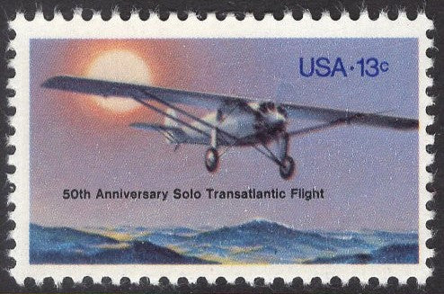 10 Spirit of St Louis Plane Lindbergh Transatlantic Flight - Bright US Postage Stamps - Issued in 1977 - s1710