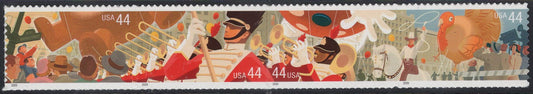 8 THANKSGIVING PARADE Stamps (2 Strips of 4 or 8 Single Stamp) - as you wish) - Fresh Bright USA Stamps - Issued in 2009