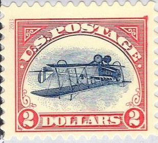 1 INVERTED JENNY OFFICIAL Post Office Issue Stamp Unused - Fresh and Bright USA Postage Stamp issued in 2013 to Commemorate the 1913 Discovery of the now-Famous Inverted Jenny.  s4806a