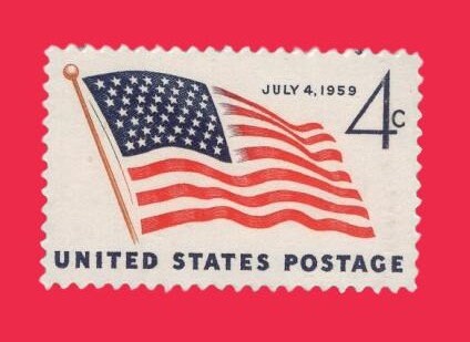 10 Flag with 49 Stars US Postage Stamps - Unused, Bright and Post Office Fresh - Issued in 1959 - sCatalogue Number 1132 -