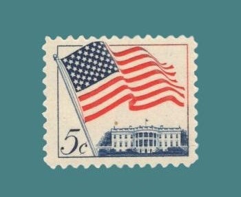 10 FLAG over WHITE HOUSE USA Postage Stamps - Unused, Bright and Post Office Fresh - Issued in 1963 - s1208 -