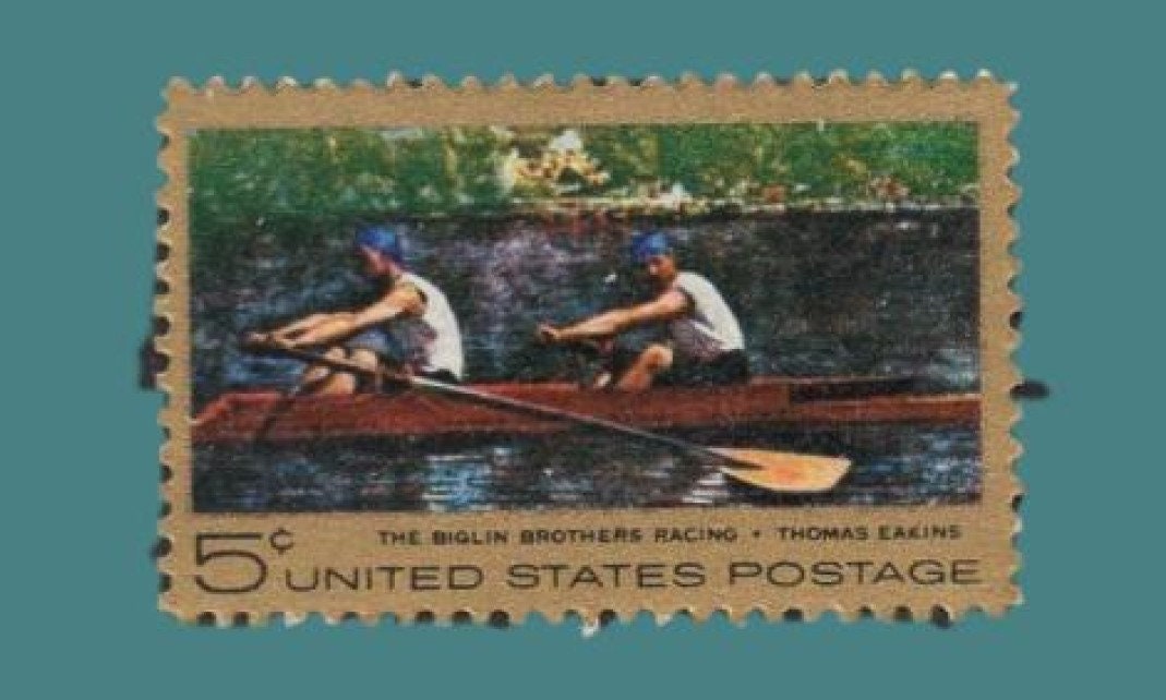 10 EAKINS PAINTING Sculling USA Postage Stamps - Unused, Bright, Post Office Fresh - Issued in 1967 - s1335 -