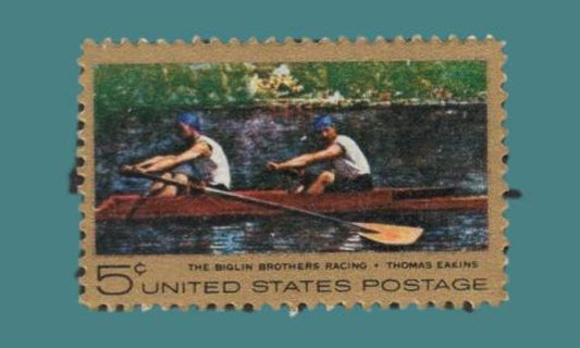 10 EAKINS PAINTING Sculling USA Postage Stamps - Unused, Bright, Post Office Fresh - Issued in 1967 - s1335 -