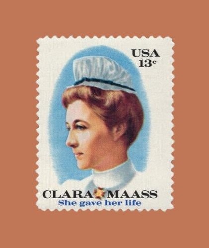 10 Clara Maas Nurse Nursing Hospital Pin - Bright US Postage Stamps - Issued in 1976 - s1699 -