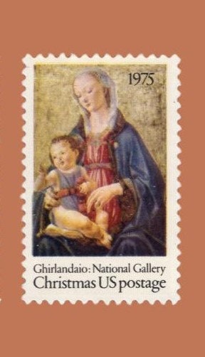 10 MADONNA PAINTING RELIGIOUS Ghirlandaio Christmas - Bright USA Postage Stamps - Issued in 1975 - s1579 -