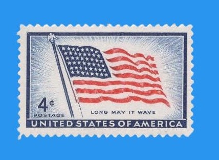 10 AMERICAN FLAG OLD GLORy with 48 Stars - Unused Bright Fresh USA Postage Stamps - Issued in 1957 - s1094 -