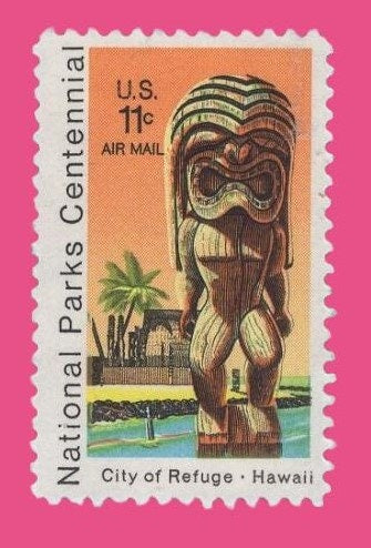 10 HAWAII KII STATUE Parks Temple Airmail Stamps - Unused Fresh, Bright USA Postage - Issued in 1971 - sC-84 -