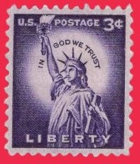 10 STATUE of LIBERTY USA Postage Stamps - Unused, Bright and Post Office Fresh - Issued in 1954 - s1035 -