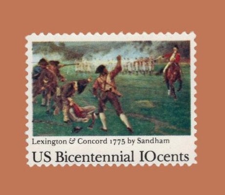 10 LEXINGTON CONCORD BATTLE Painting Revolution War - Bright USA Postage Stamps - Issued in 1975 - s1563 -