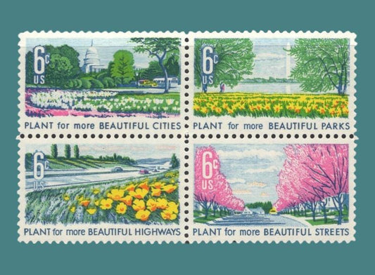 8 BEAUTIFICATION of AMERICA Azaleas Tulips Daffodils Apple Tree (2 Each) -Bright US Postage Stamps - Issued in 1969 s1365 -