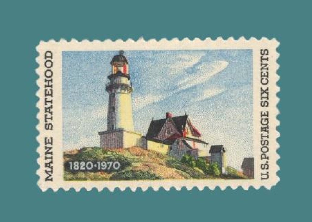 10 Lighthouse Cottage Two Lights, Maine Statehood - Bright US Postage Stamps - Issued in 1970 s1391ping