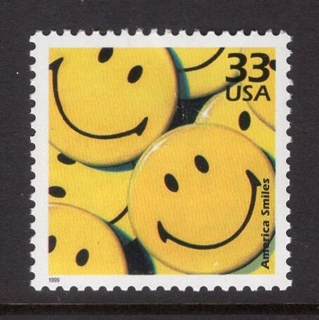 1 SMILEY FACE Unused Fresh, Bright US Postage Stamp - Issued in 1999 - s3189m -