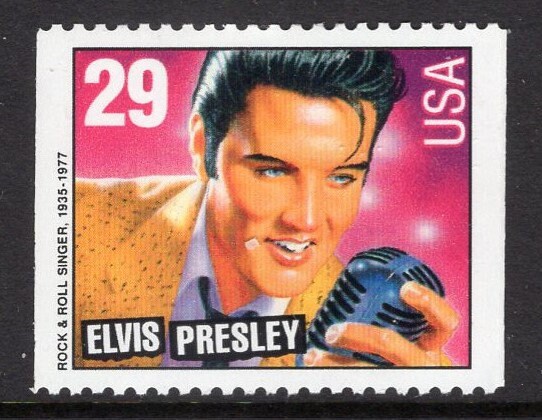 2 Elvis PRESLEY Stamps WITHOUT perforations on two sides - scarcer than stamps with perfs on all sides - MINT - s2724 -