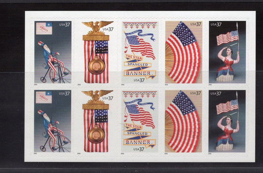 10 OLD GLORY FLAGS Design Block of 10 - USA Postage Stamps - Unused, Postage Office Fresh - Issued in 2003 - s3776-80 -