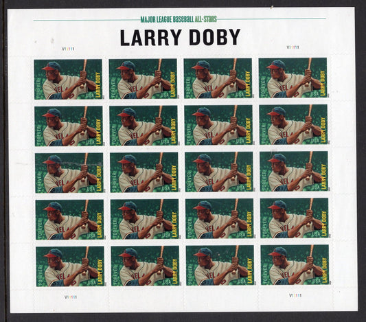 LARRY DOBY Sheet of 20 Cleveland Indian Baseball All - sTAR Fresh Unused USA Postage Stamps - Issued in 2012 - s4695 -