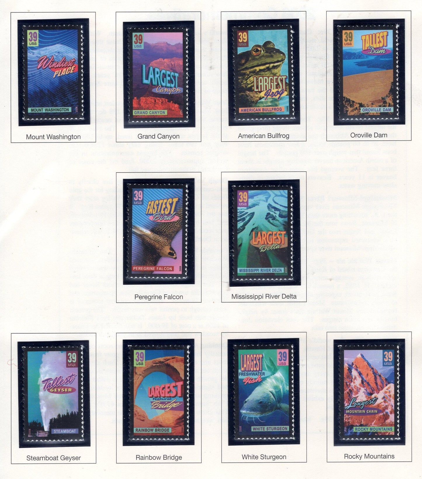 40 WONDERS of AMERICA - Bright, fresh mint US Postage Single Stamps - s4033 -