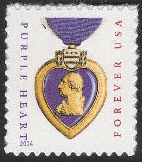 8 PURPLE HEART WAR Wounded Veterans -Postally Valid Bright USA Postage Stamps - Issued in 2014 - s4704b -